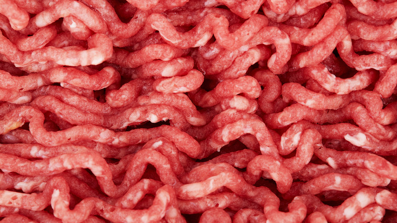 Ground beef texture shot