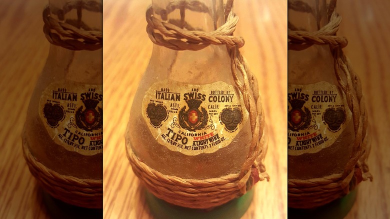 Old empty Italian Swiss Colony wine bottle