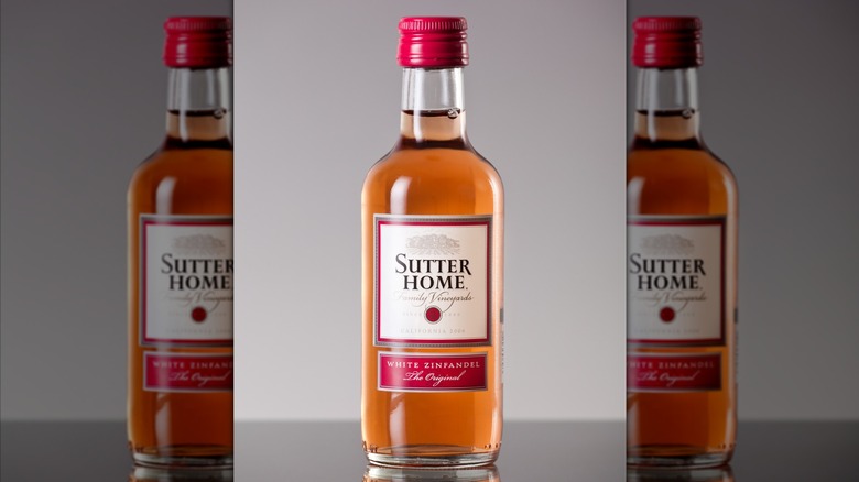 Bottle of Sutter Home white zinfandel wine