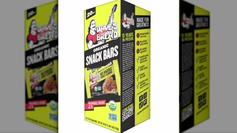 A box of Dave's Killer Bread Organic Snack Bars from Sam's Club