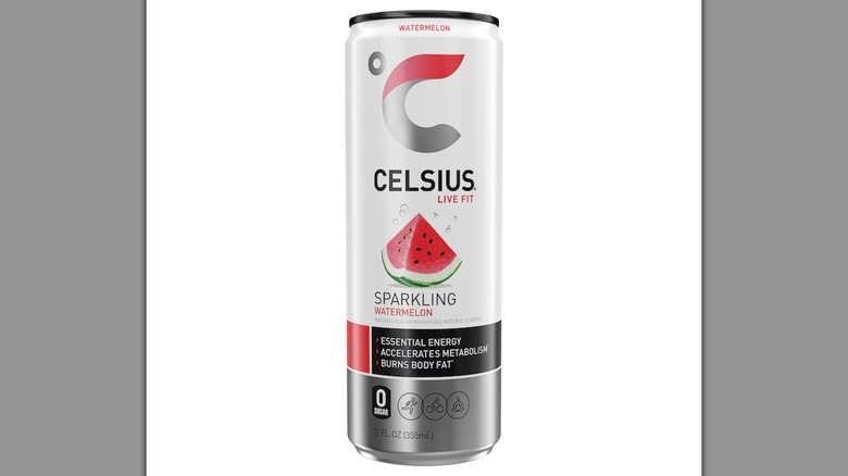A can of Watermelon Celsius on a white background