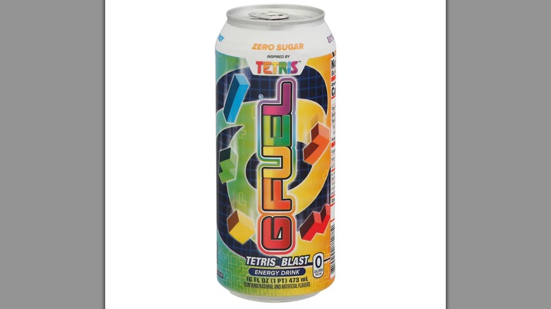 A can of Tetris Blast G Fuel on a white background