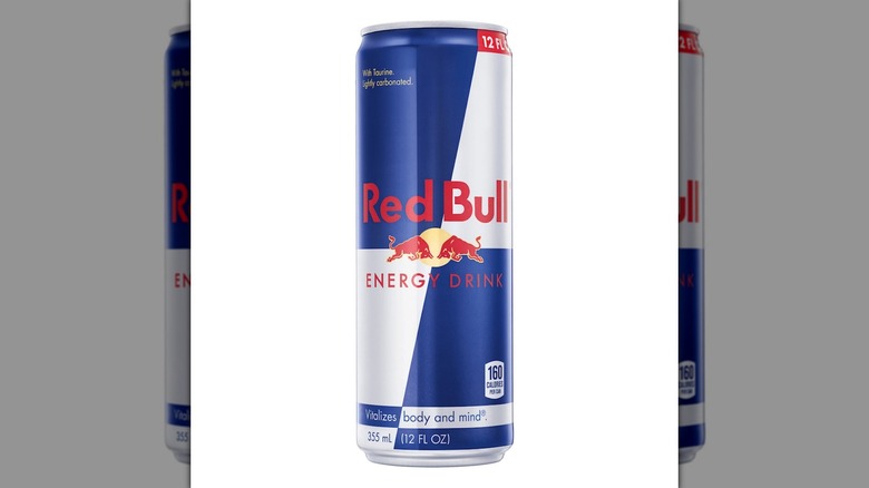 A can of original Red Bull on a white background