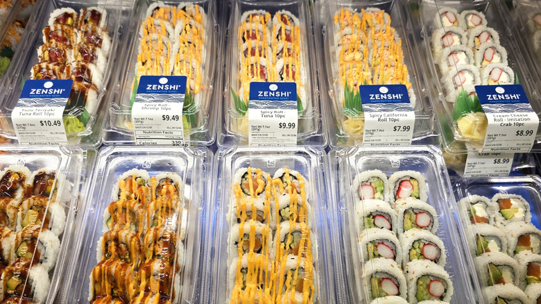 Display of zenshi sushi rolls at publix