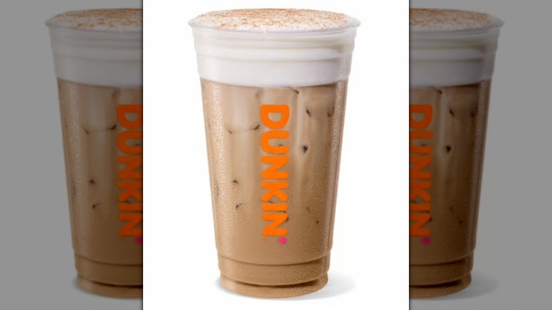 Dunkin's Pumpkin Cloud Dunkalatte on a white background