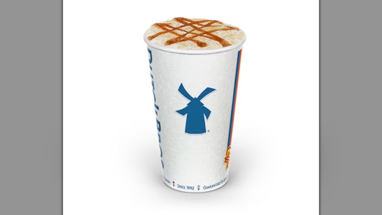 Dutch Bros' Caramel Pumpkin Brûlée Hot Latte on a white background