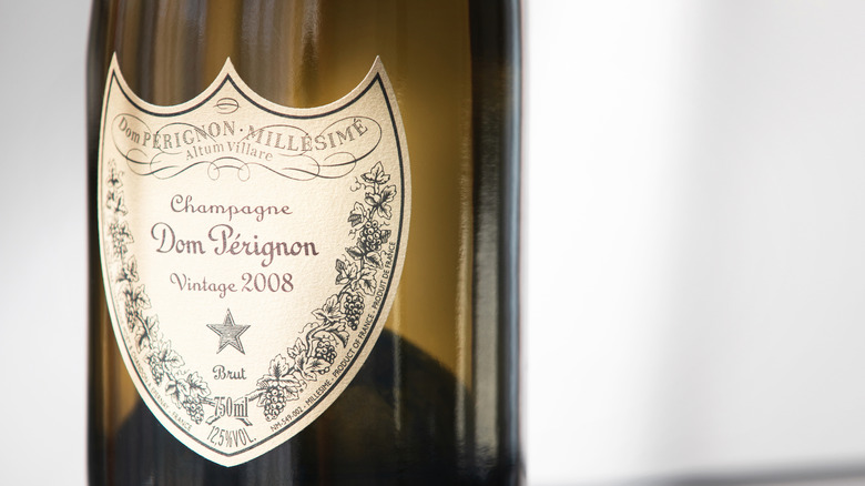 close up of dom perignon bottle label
