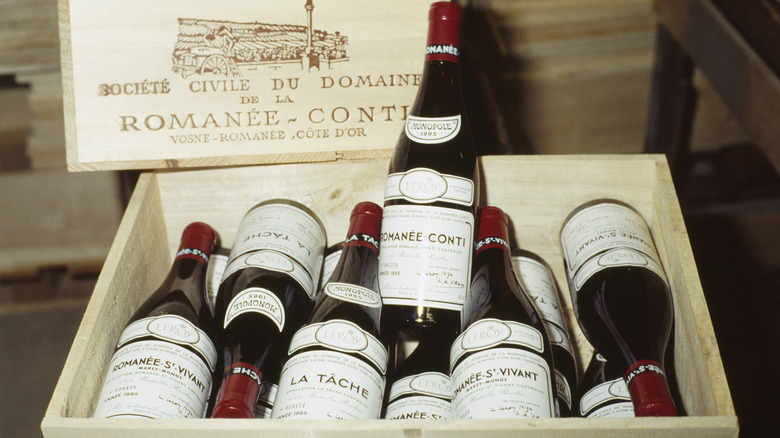 case of wines from domaine de la romanee-conti