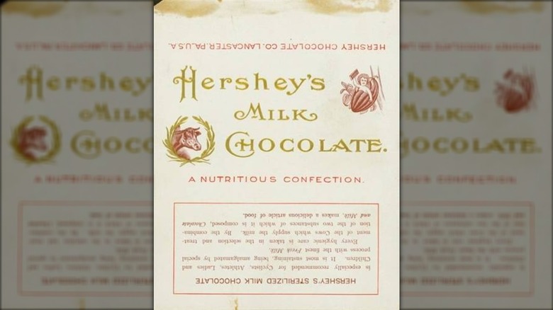 Hershey's original candy bar wrapper featuring a cherub, cow, and gold text