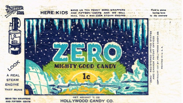 1930s Zero candy bar wrapper featuring igloos, iceburgs, etc.