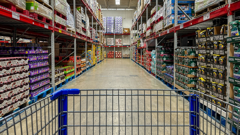 A Sam's Club store aisle with different products