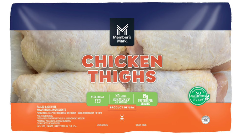 A pack of Member's Mark Bone-In Chicken Thighs