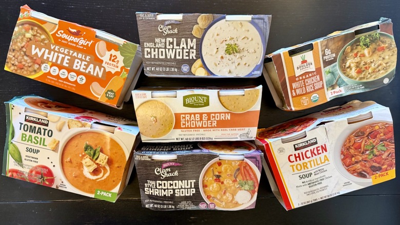 Costco soups in their containers shot from above