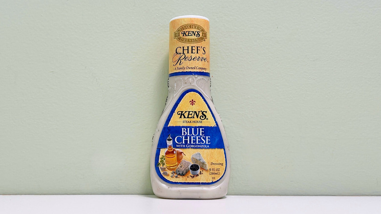 A bottle of Ken's Steak House Chef's Reserve Blue Cheese with Gorgonzola Dressing