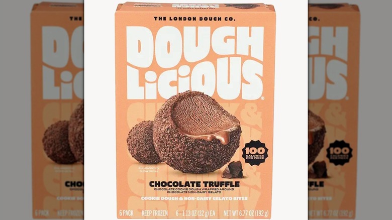 Doughlicious Chocolate Truffle Cookie Dough & Gelato Bites on a white background
