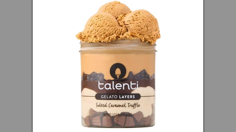 Talenti Gelato Layers Salted Caramel Truffle on a white background