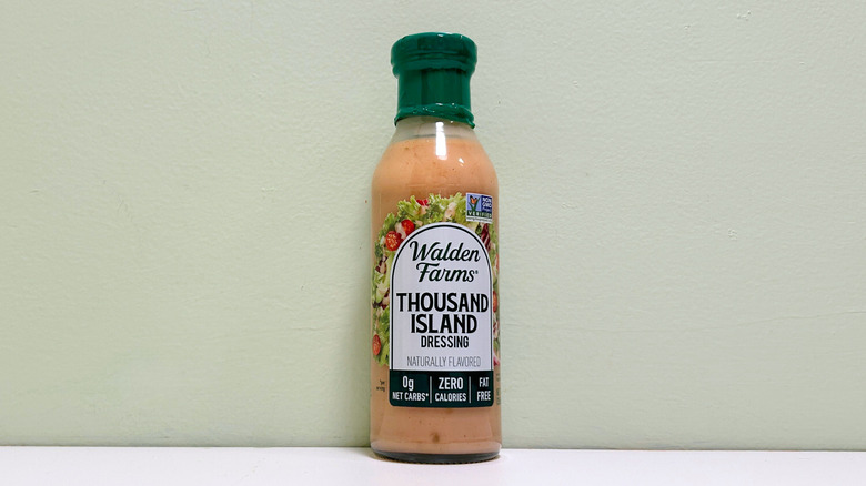 A bottle of Walden Farms Thousand Island dressing