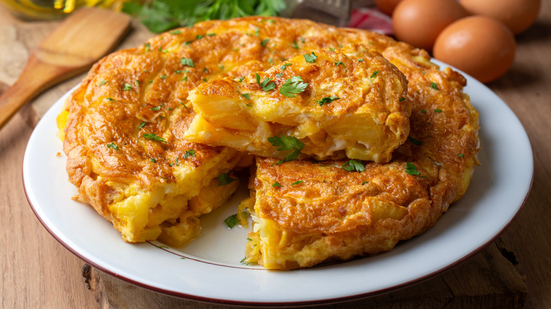 Spanish tortilla cut into wedges