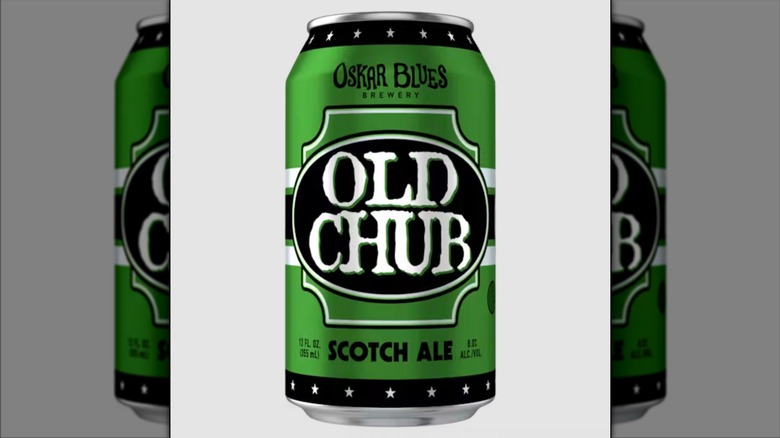 can of old chub scotch ale on white background