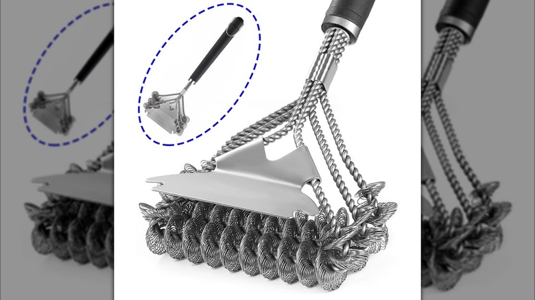Wire grill scraping brush against a white background
