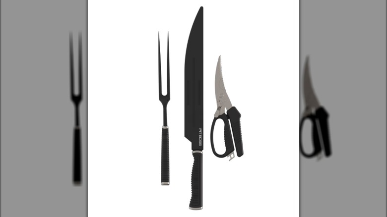 Pit Boss carving tools for grilling meat against a white background