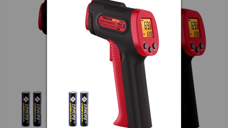 Thermopro's infrared food thermometer gun against a white background