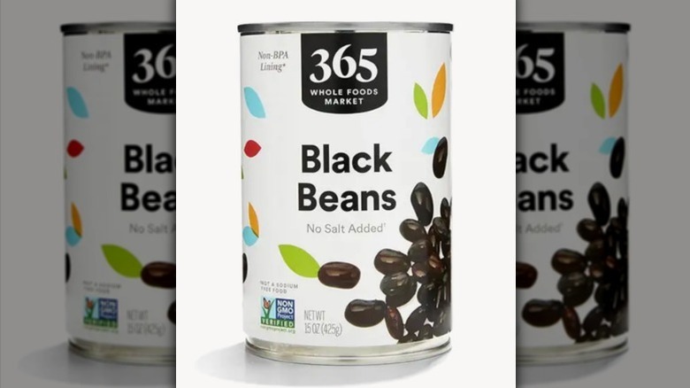 Black beans on white background