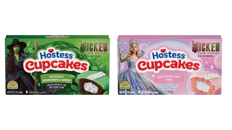Two boxes of "Wicked: For Good" Hostess cupcakes