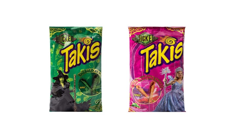 Two bags of "Wicked"-themed Takis
