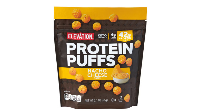 Aldi's Nacho Cheese Protein Puffs packaging
