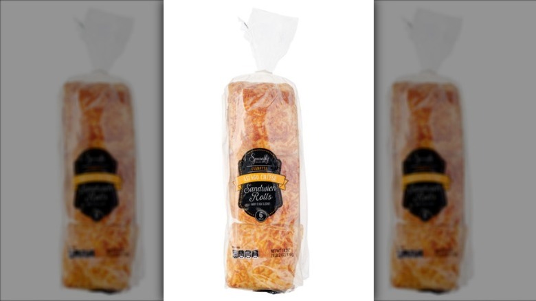 A bag of Specially Selected Ciabatta Asiago Cheese Sandwich Rolls