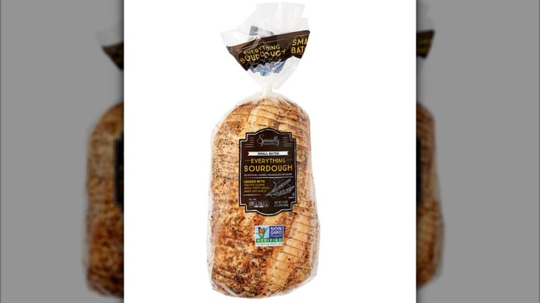 A loaf of Specially Selected Small Batch Everything Sourdough Bread