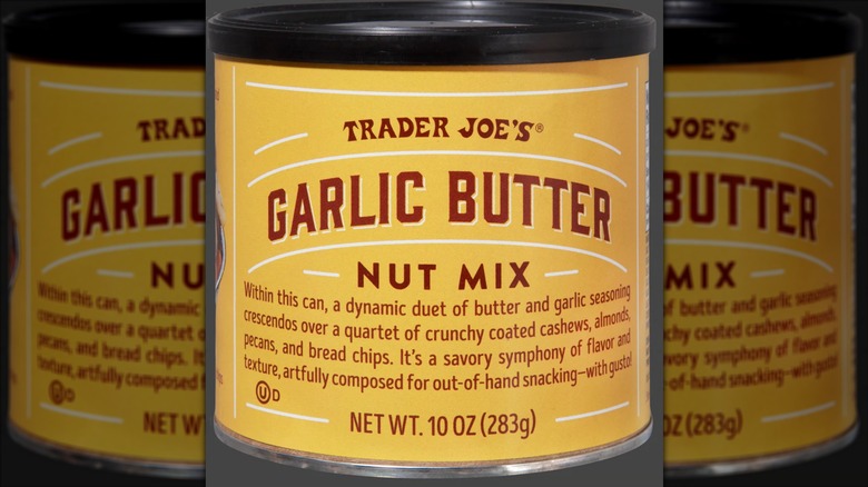A can of Trader Joe's garlic butter nut mix