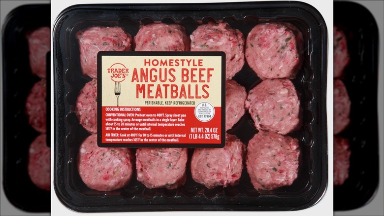 A package of Trader Joe's angus beef meatballs