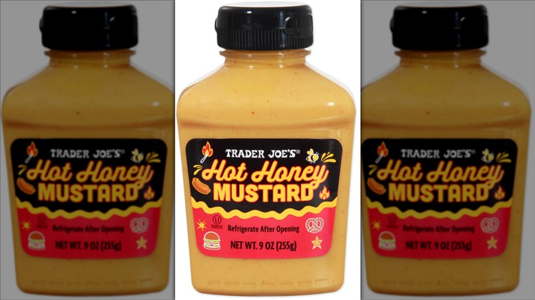 A bottle of Trader Joe's hot honey mustard