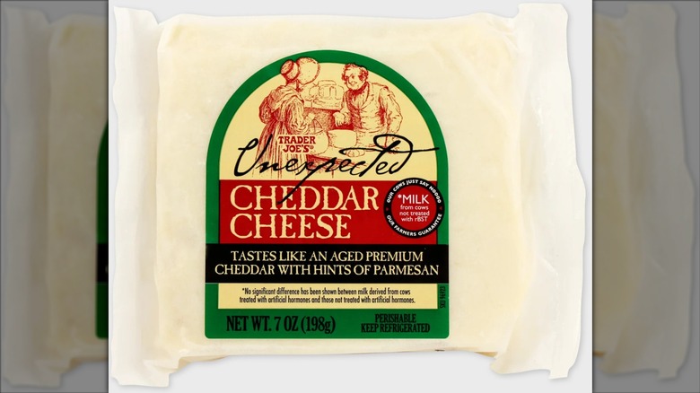 A package of Trader Joe's Unexpected Cheddar cheese
