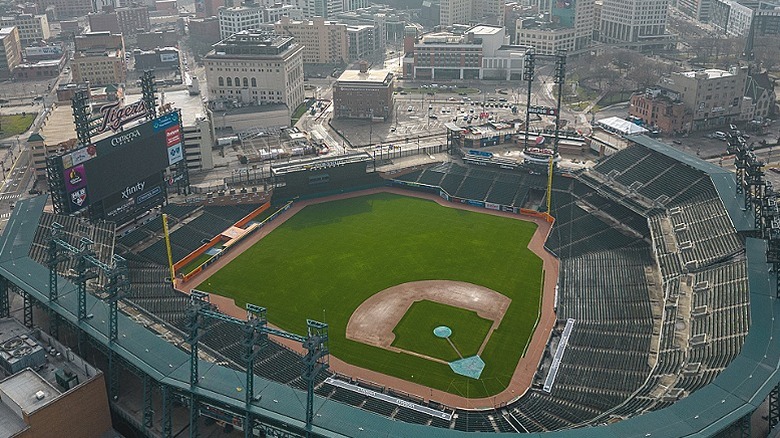 Aerial view of Comerica Park stadium