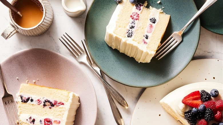 Whole Foods berry chantilly cake slices plated