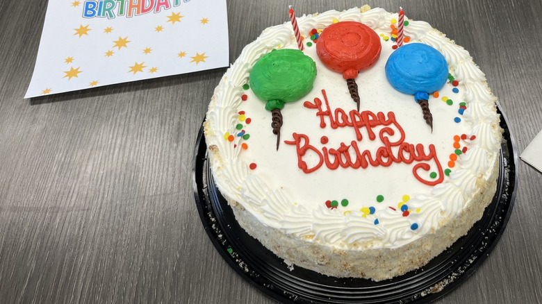 Vanilla sheetcake with Happy Birthday decorations