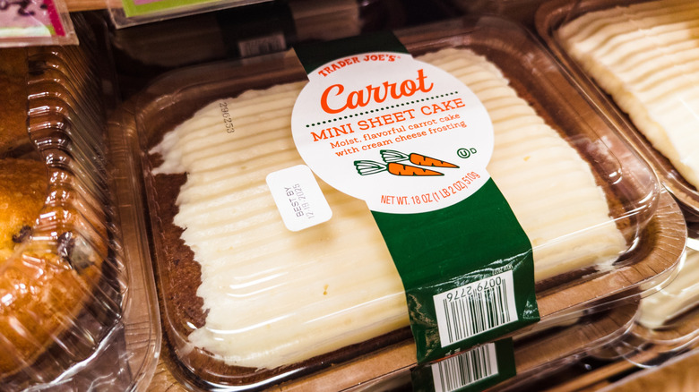 Trader Joe's carrot mini sheet cake in plastic packaging