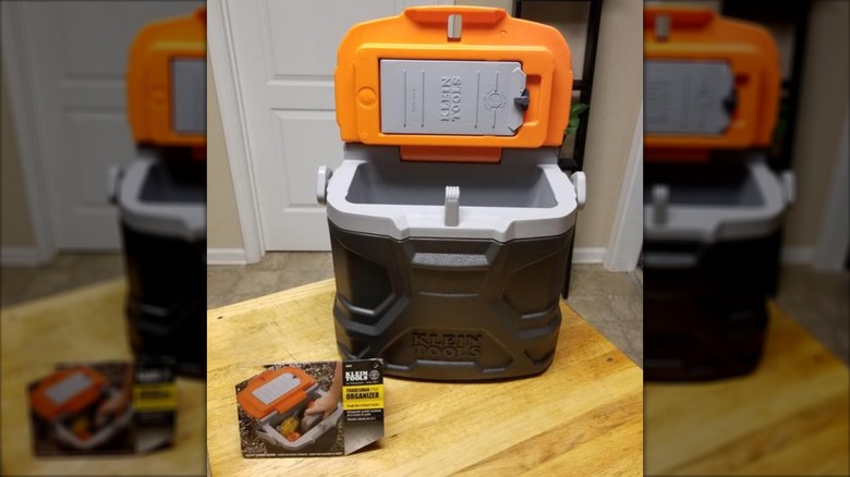 Front view of Klein Tools Tradesman Pro Tough Box with the lid open