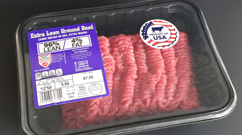 Pack of Aldi ground beef