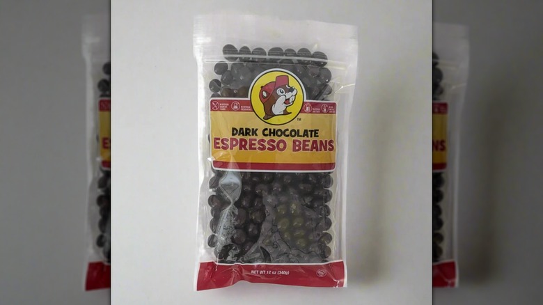 Buc-ee's Dark Chocolate Espresso Beans on a countertop