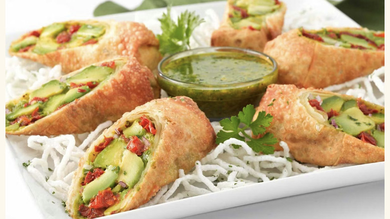 Avocado Eggrolls from The Cheesecake Factory served with a dipping sauce