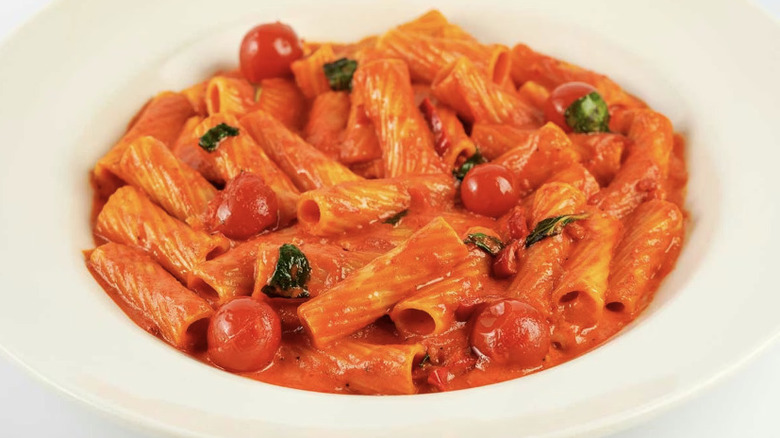Spicy Rigatoni Vodka from The Cheesecake Factory on a white plate