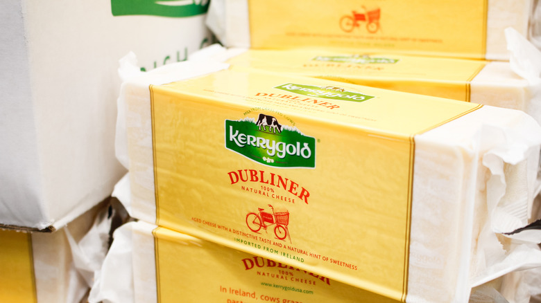 A stack of Kerrygold Dubliner cheese