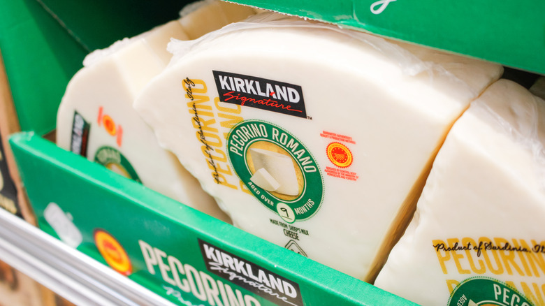 Kirkland Signature Pecorino Romano on shelves in Costco