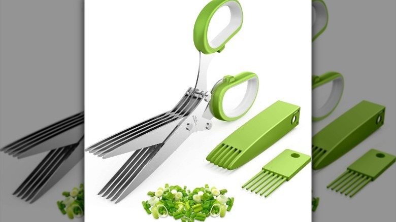 Herb scissors on white background
