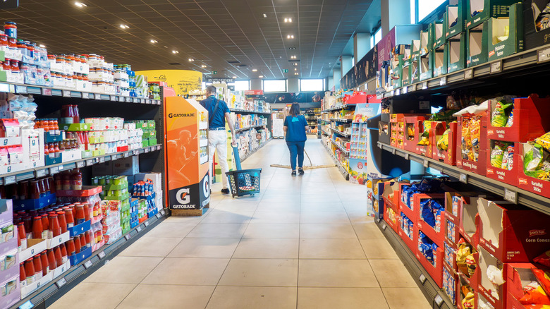 Shopping aisle at Aldi