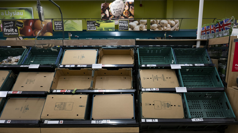 Empty grocery store shelves
